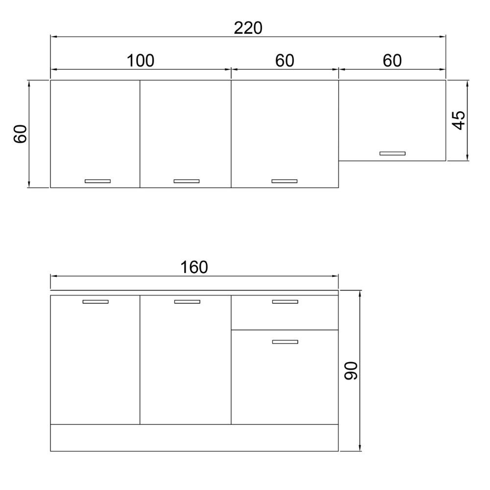 Cucina 220 cm Frosinone con elettrodomestici colore bianco