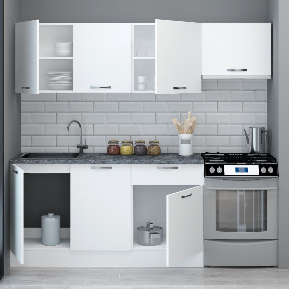 Cucina 220 cm Frosinone con elettrodomestici colore bianco