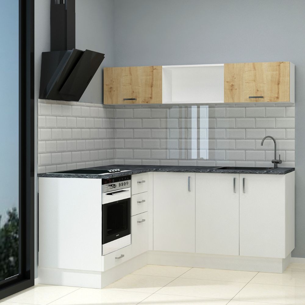 Cucina angolare 180x160 reversibile Cassino con elettrodomestici colore bianco