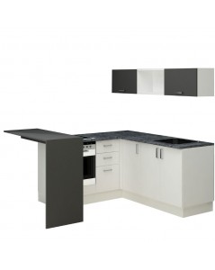 Cucina Angolare 180x60 con Penisola Reversibile Colore Bianca e Nera Matera Prezzo