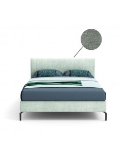 Letto Matrimoniale Contenitore Testiera Cuciture Verticali Aki Verde Marino