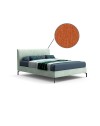 Letto matrimoniale contenitore testiera cuciture verticali Aki colore arancio