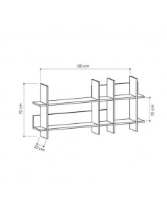 Mensola Libreria Pensile Beads 150x22x70h Colore Tortora