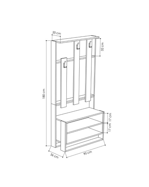 Mobile ingresso Chester bianco 90x36x180