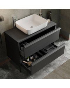 Mobile Bagno con 2 Cassetti Adam79 Colore Nero Frassinato Prezzo