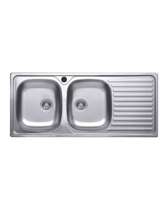 Lavello Incasso Acciaio Inox 116x50 cm Doppia Vasca e Gocciolatoio DX SA138