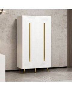 Armadio Multiuso 2 Ante Jose 90x47x164h Colore Bianco Particolari Oro