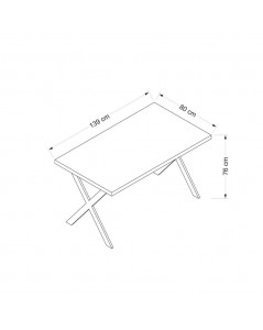 Tavolo rettangolare 139x80x76 Bryan rovere gambe incrociate nere