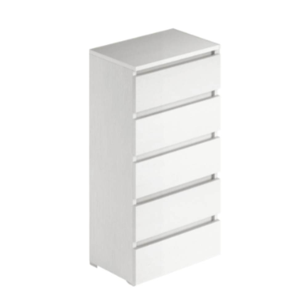 Cassettiera 5 cassetti 47x40x127h MONTATA colore bianco frassinato