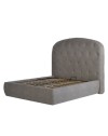 Letto matrimoniale contenitore Button1 grigio chiaro con testiera arrotondata