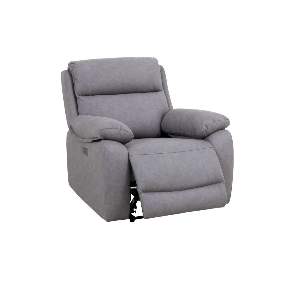 Poltrona recliner elettrico Siviglia nabuk grigio chiaro