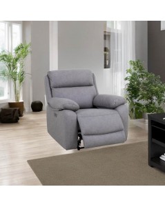 Poltrona recliner elettrico Siviglia nabuk grigio chiaro