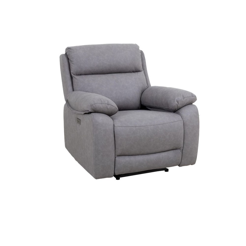 Poltrona recliner elettrico Siviglia nabuk grigio chiaro