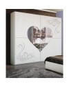 Camera da letto bianco frassino Marina specchio a cuore e serigrafie glitter argento