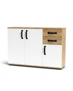 Credenza rovere bianco 3 ante e 2 cassetti 120x32x83 Mosso MO4