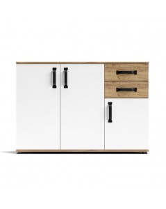 Credenza rovere bianco 3 ante e 2 cassetti 120x32x83 Mosso MO4