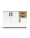 Credenza rovere bianco 3 ante e 2 cassetti 120x32x83 Mosso MO4