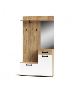 Mobile ingresso rovere bianco con scarpiera e specchio Mosso MO6