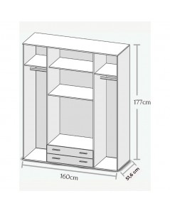 Armadio 4 Ante e 2 Cassetti Rovere Sonoma Seba4 160x51,6x177h Prezzo