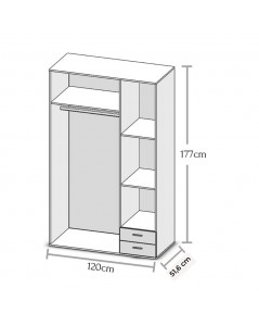 Armadio 3 ante e 2 cassetti rovere sonoma Seba3 120x51,6x177h|prezzo