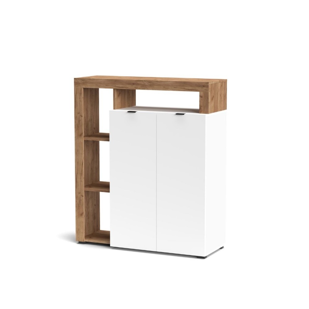 Credenza 2 ante e cornice con vani a giorno rovere tabacco e bianco Nexon2 108x41x126H