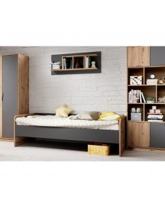 Letto singolo in legno rovere e antracite Gap System Prezzo