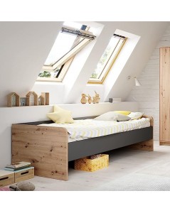 Letto singolo in legno rovere e antracite Gap System Prezzo