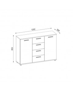 Credenza 2 ante e 4 cassetti rovere antracite Berno4 Prezzo