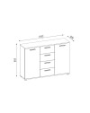 Credenza 2 ante e 4 cassetti rovere e antracite Berno4 120,2x32,5x85,3h