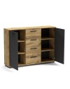 Credenza 2 ante e 4 cassetti rovere e antracite Berno4 120,2x32,5x85,3h