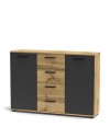 Credenza 2 ante e 4 cassetti rovere e antracite Berno4 120,2x32,5x85,3h