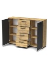 Credenza 2 ante e 4 cassetti rovere e antracite Berno4 120,2x32,5x85,3h