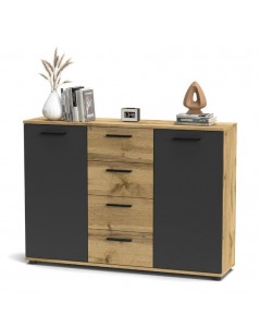 Credenza 2 ante e 4 cassetti rovere antracite Berno4 Prezzo