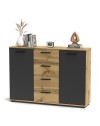 Credenza 2 ante e 4 cassetti rovere e antracite Berno4 120,2x32,5x85,3h