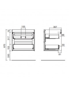 Mobile bagno sospeso rovere ostippo 2 cassetti 60x45x54h Ador60