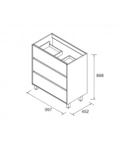 Mobile bagno rovere caledonia 3 cassetti 100x45x86h Elmas100