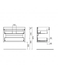 Mobile bagno sospeso grigio opaco 2 cassetti 80x45x56h Claros80