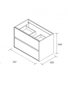 Mobile bagno sospeso grigio opaco 2 cassetti 80x45x56h Claros80