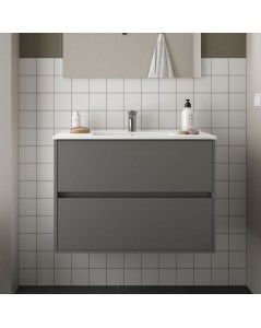 Mobile bagno sospeso grigio opaco 2 cassetti 80x45x56h Claros80