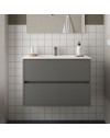 Mobile bagno sospeso grigio opaco 2 cassetti 80x45x56h Claros80