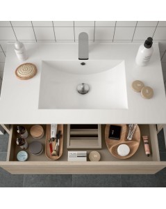 Mobile bagno sospeso rovere caledonia 2 cassetti 80x45x56h Claros80