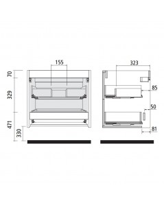 Mobile bagno sospeso nero opaco 2 cassetti 80x45x54h Mango80