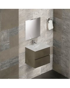 Mobile bagno sospeso argilla 2 cassetti con lavabo e specchio COMP60AR 61x46x54h