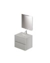 Mobile bagno sospeso bianco frassinato 2 cassetti con lavabo e specchio COMP60BF 61x46x54h