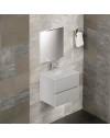 Mobile bagno sospeso bianco frassinato 2 cassetti con lavabo e specchio COMP60BF 61x46x54h