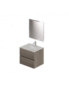 Mobile bagno sospeso olmo 2 cassetti con lavabo e specchio COMP60OL 61x46x54h