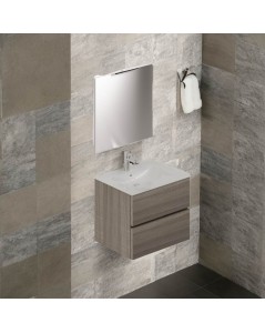 Mobile bagno sospeso olmo 2 cassetti con lavabo e specchio COMP60OL 61x46x54h