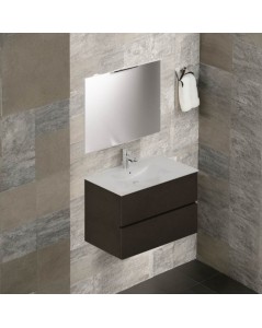 Mobile bagno sospeso fango 2 cassetti con lavabo e specchio COMP80FA 81x46x54h