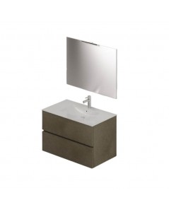 Mobile bagno sospeso argilla 2 cassetti con lavabo e specchio COMP80AR 81x46x54h