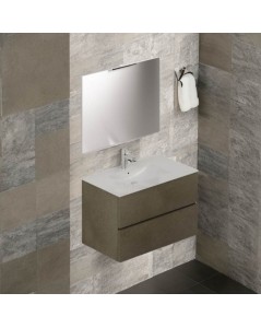 Mobile bagno sospeso argilla 2 cassetti con lavabo e specchio COMP80AR 81x46x54h